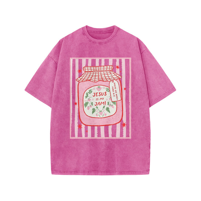 Jesus Is My Jam Spread His Word Mark 16:15 Print Acid Washed T-shirt