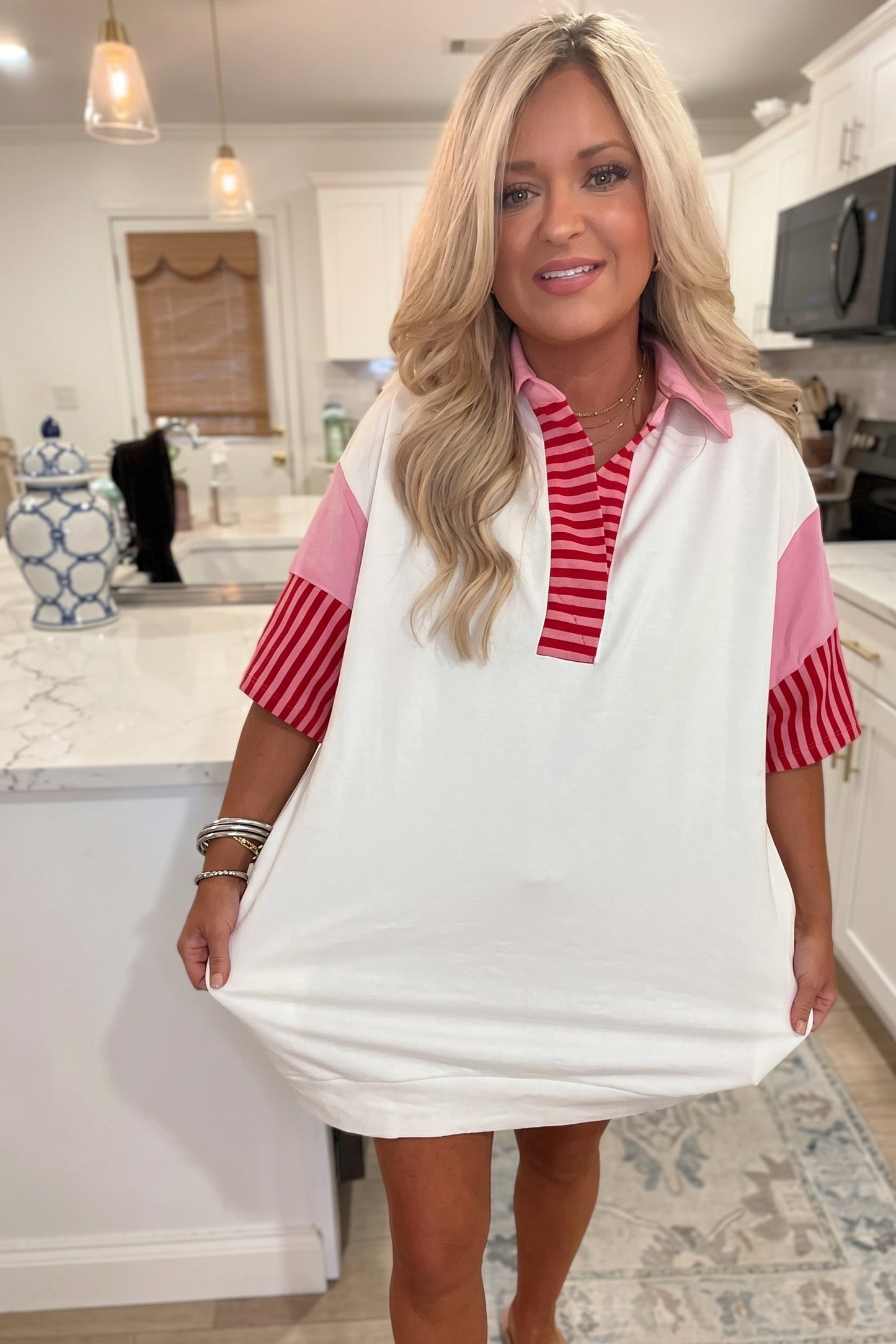 Preppy Stripe Polo T-Shirt Dress