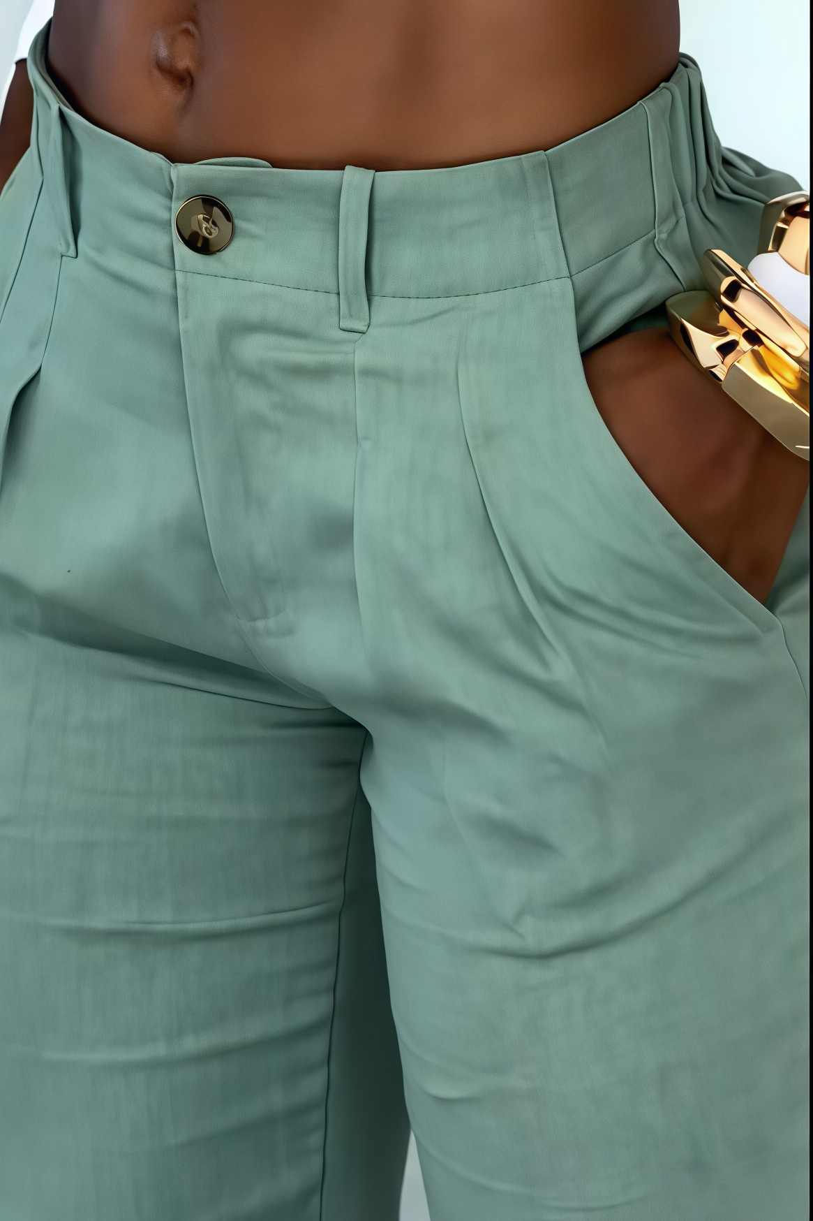 Sage High-Waist Tailored Wide-Leg Pants