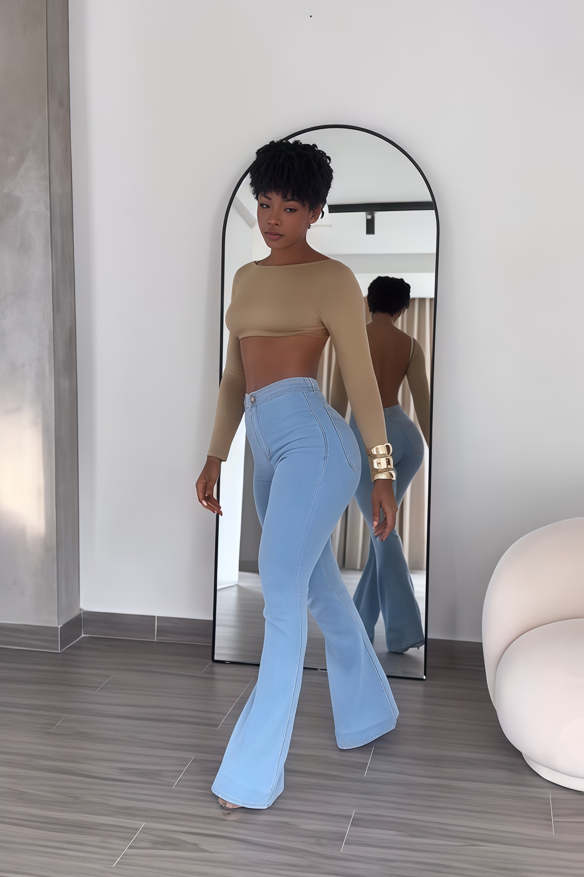 High Waist Stretch Flare Jeans