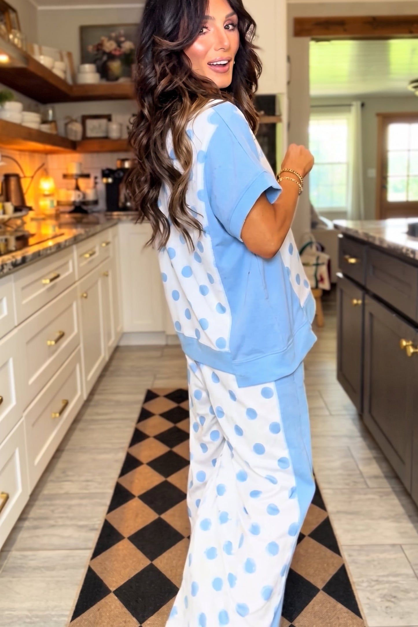 Blue Polka Dot Loungewear 2-Piece Set
