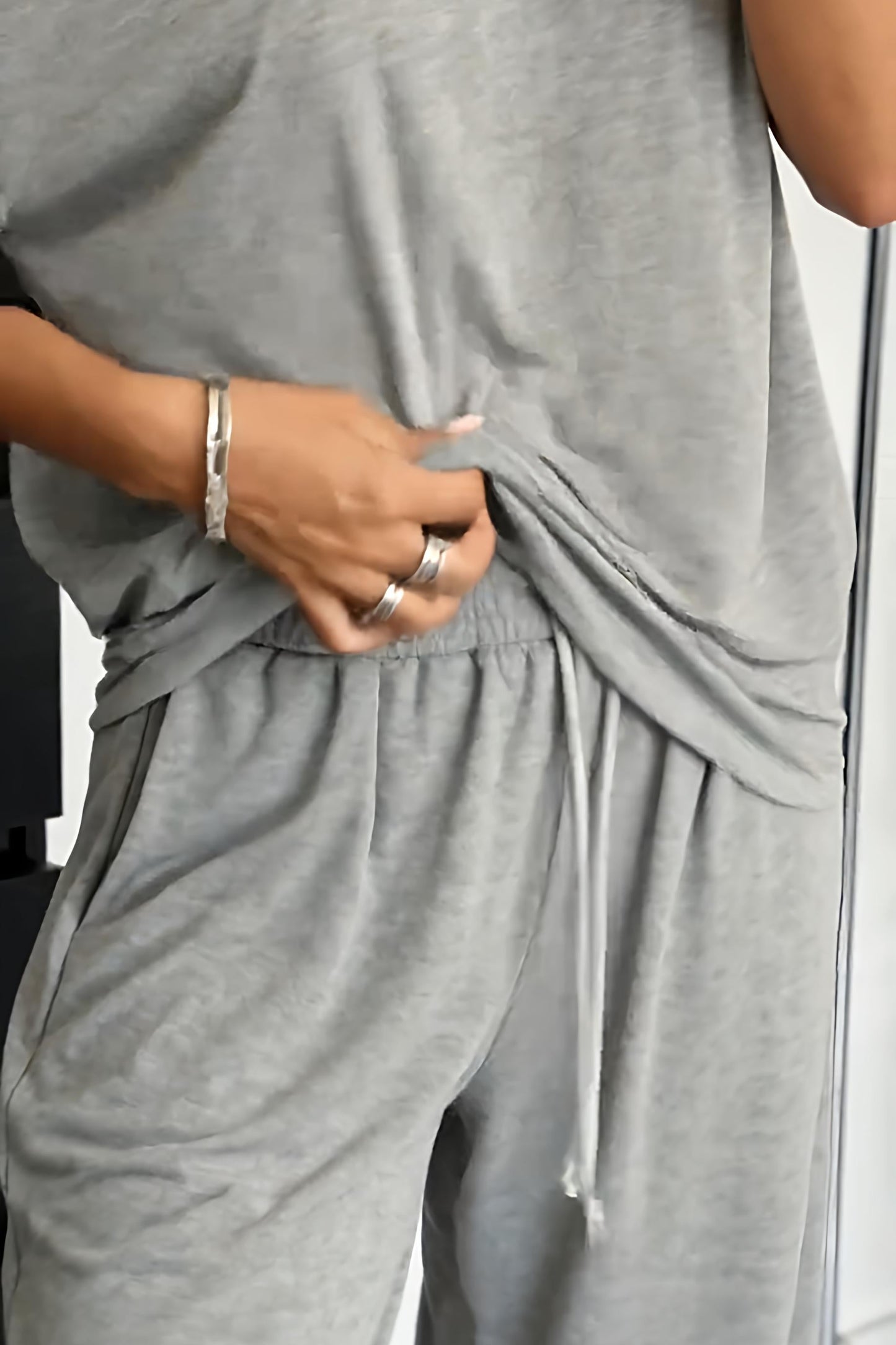 Off-Shoulder Loungewear Two-Piece Set