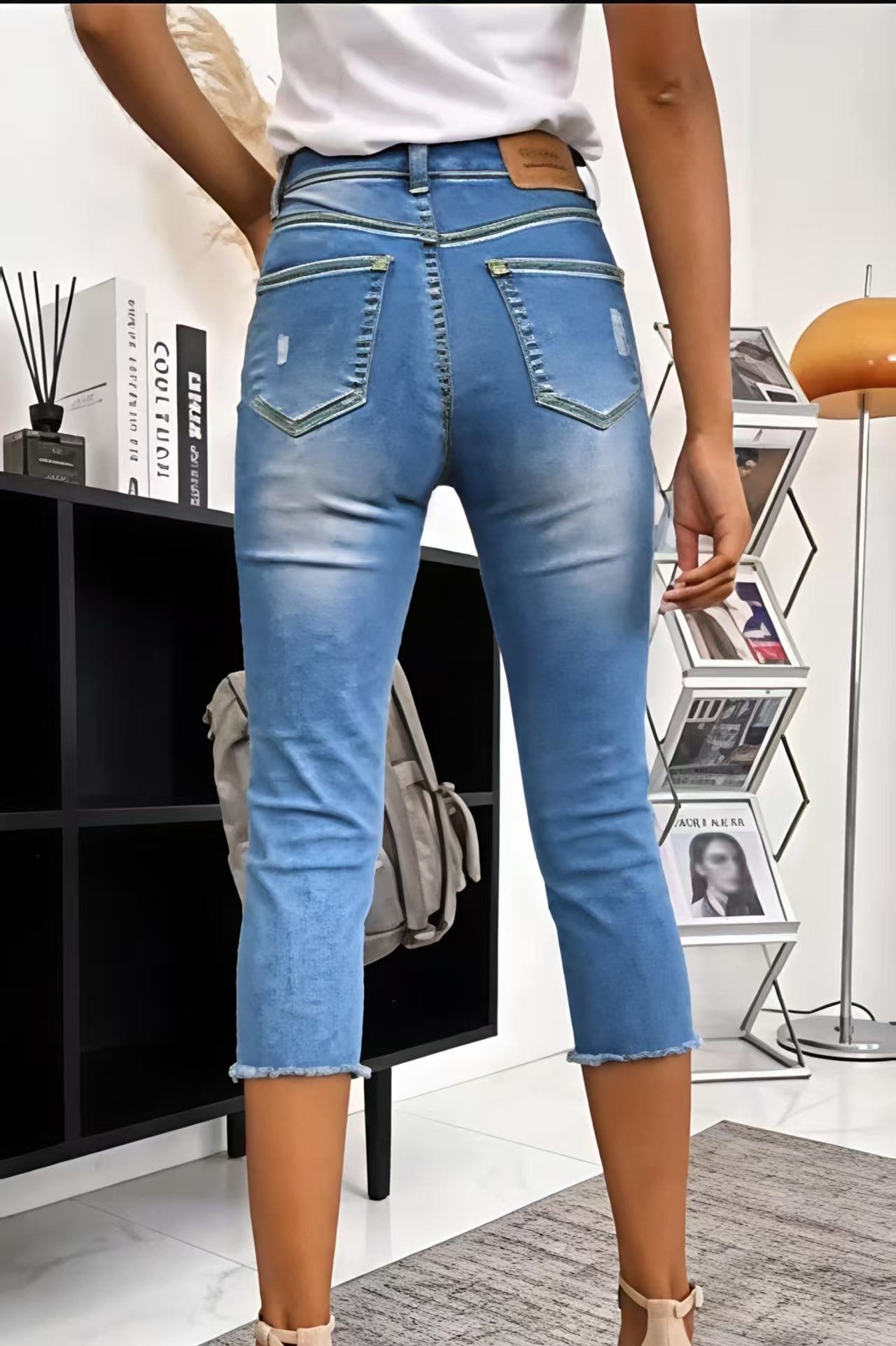Distressed Cropped Denim Jeans