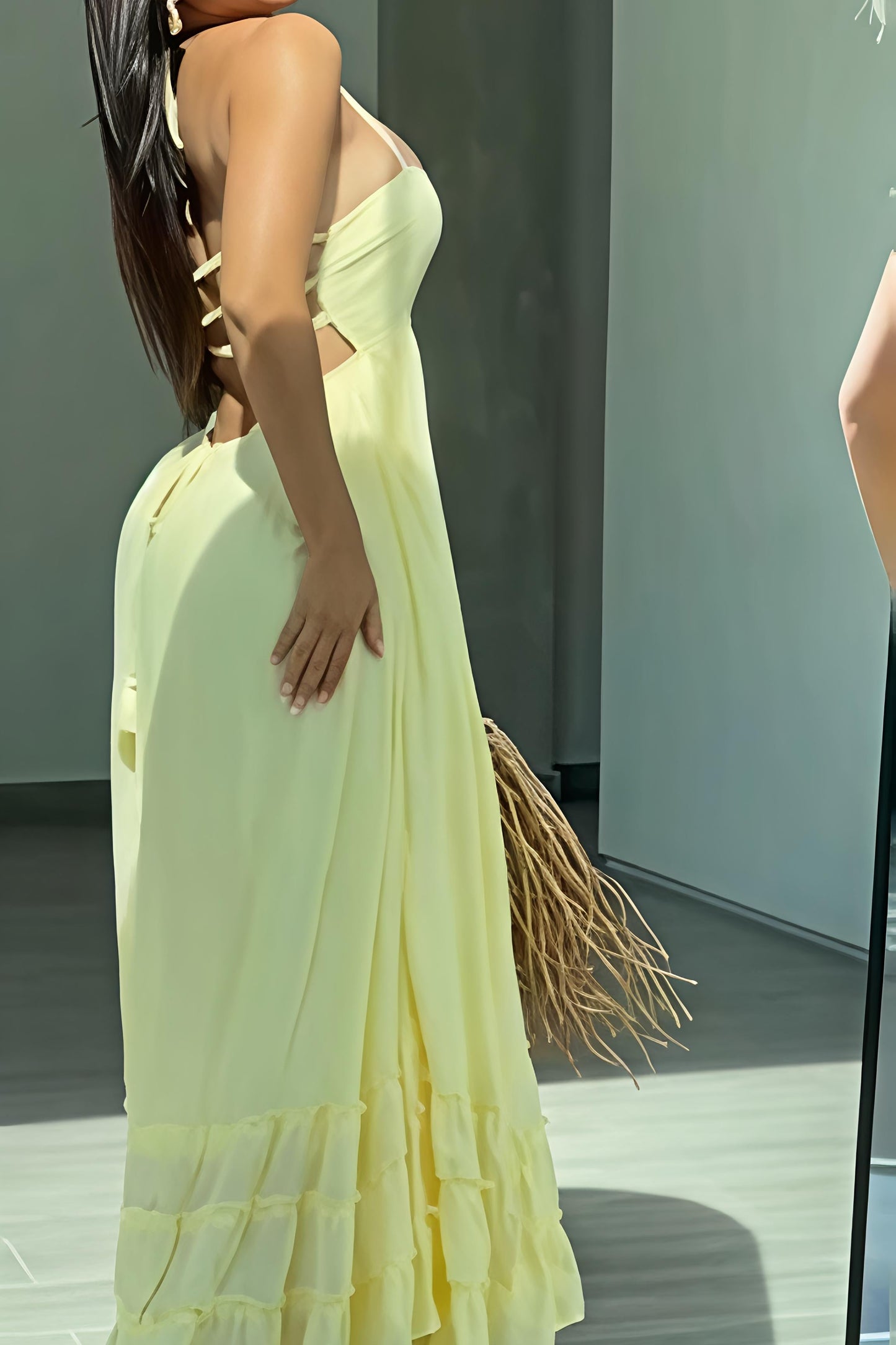 Boho Halter Backless Maxi Dress