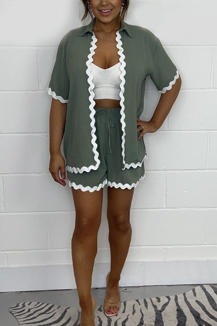 Solid pleated casual suit