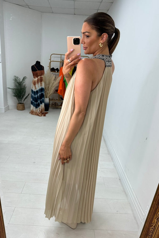 Pleated Racerback Maxi Dress
