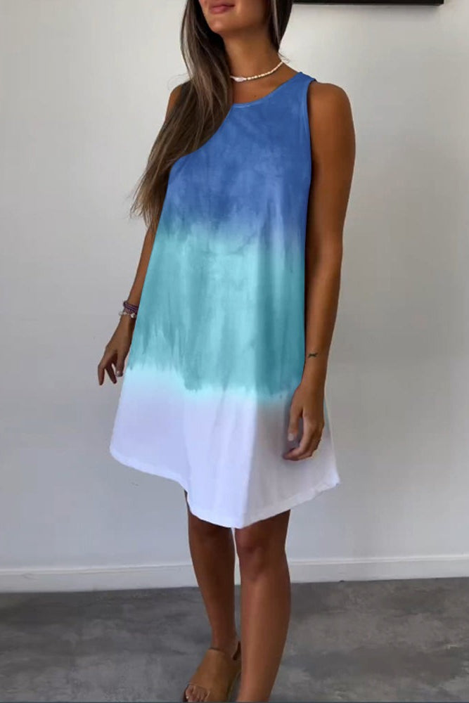 Sleeveless Color Block Casual Dress