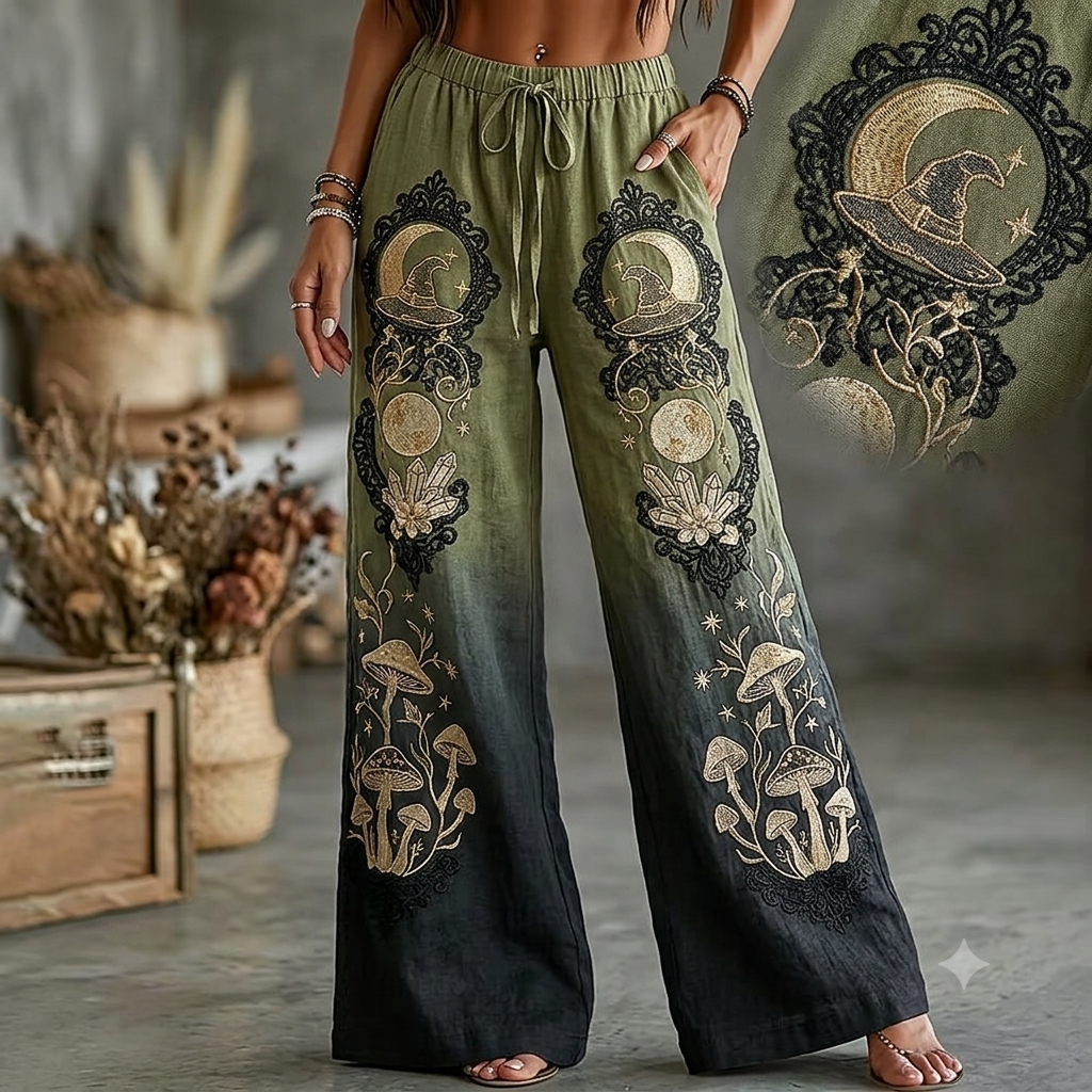 Witch Mushroom Boho Gradient Wide Leg Pants