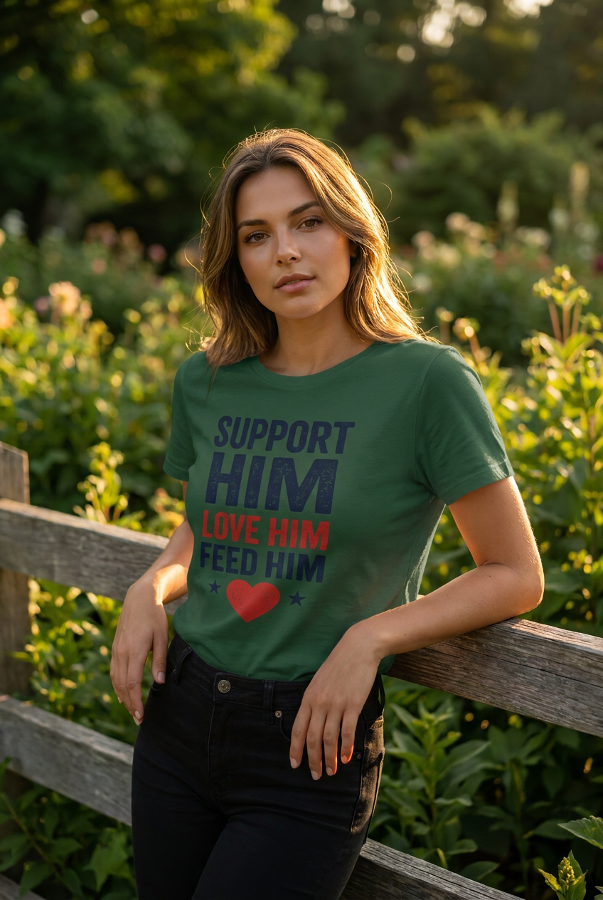 Support Him Love Him Feed Him Patriotic Women’s Short Sleeve T-Shirt