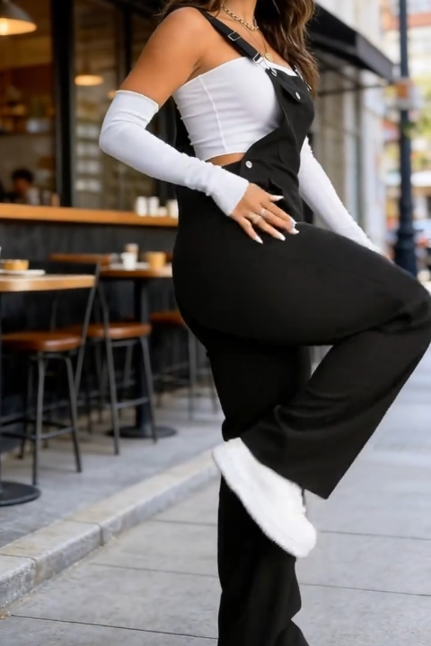 Women's Plain Pocket Overalls