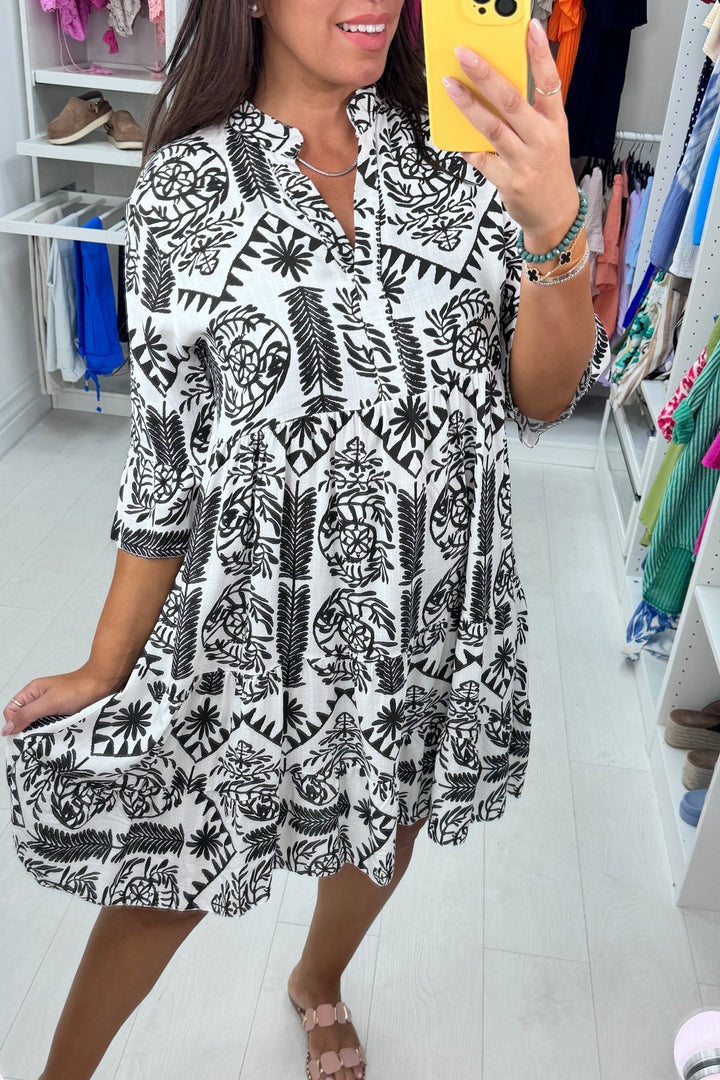 Mosaic Print Smock Dress