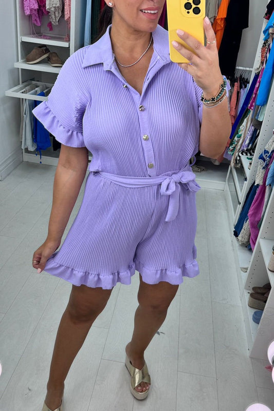 Plain Pleated Playsuit