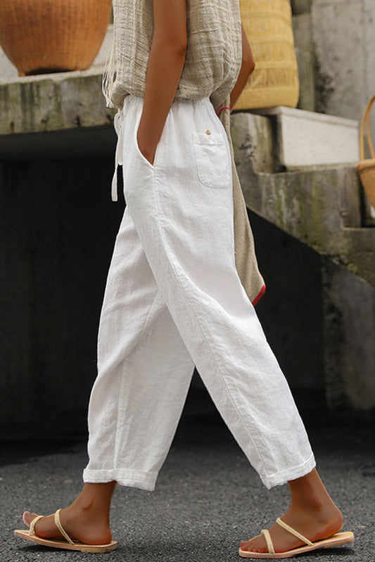 PURE COLOR ELEGANT CASUAL COTTON PANTS(Buy 2 Free Shipping)