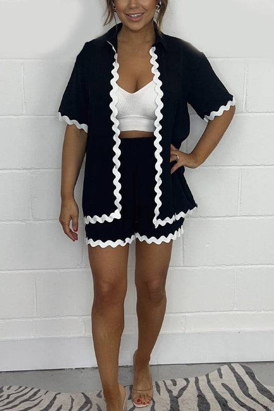 Solid pleated casual suit