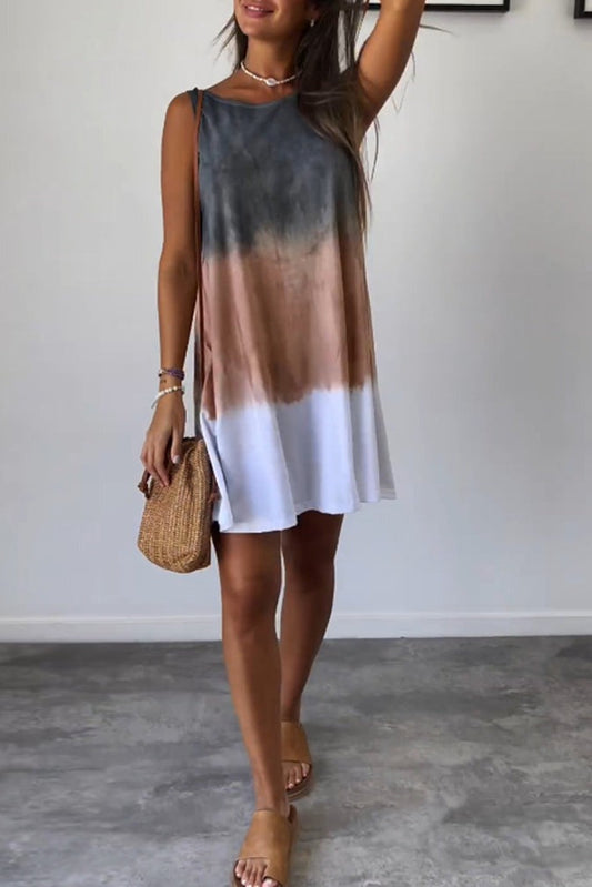 Sleeveless Color Block Casual Dress