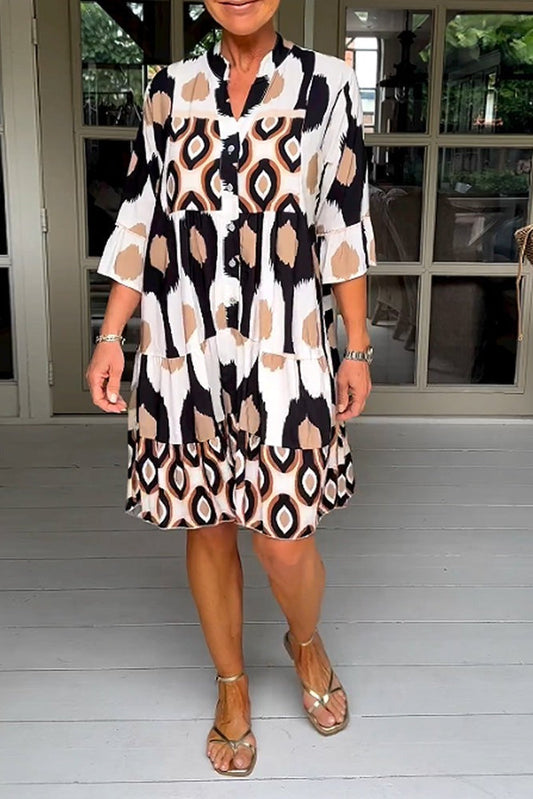 Printed 3/4 Sleeve Dress