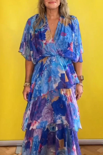 Casual V-neck Printed Dress