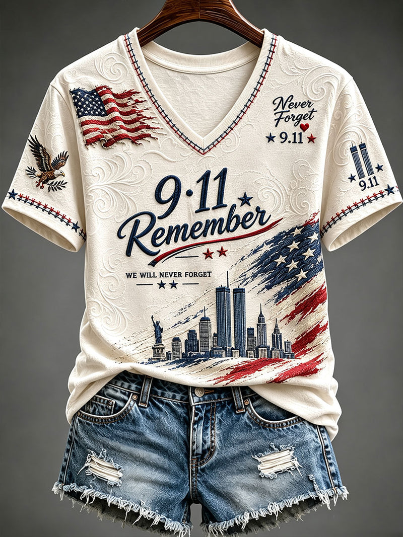 Women's 9.11 Mid-length Sleeves V-Neck T-Shirt