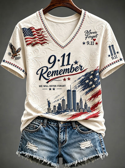 Women's 9.11 Mid-length Sleeves V-Neck T-Shirt