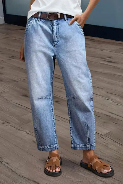 Washed Barrel Leg Jeans