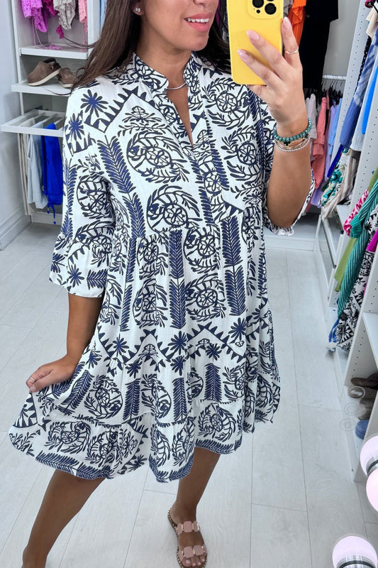 Mosaic Print Smock Dress