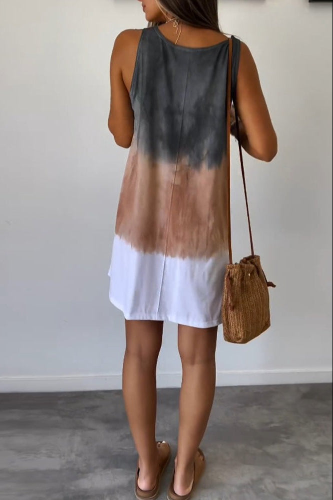 Sleeveless Color Block Casual Dress