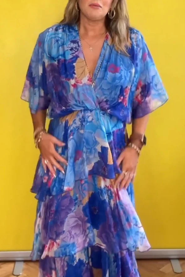 Casual V-neck Printed Dress