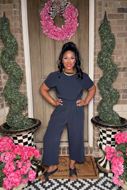 Effortless Chic Short-Sleeve Jumpsuit