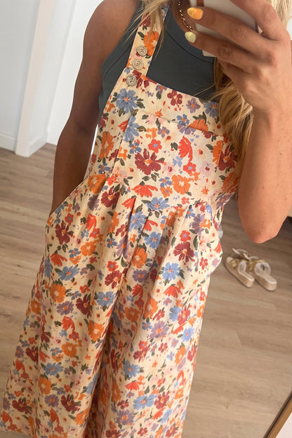 Vintage Floral Short Overalls