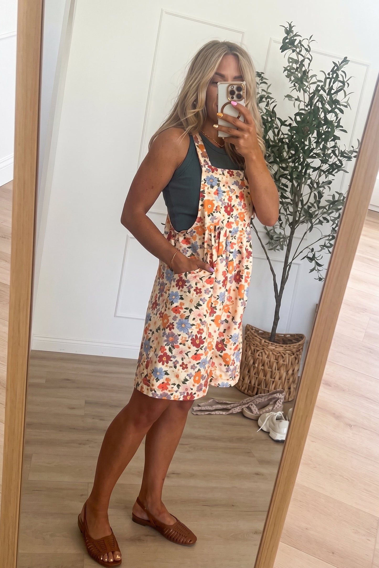 Vintage Floral Short Overalls