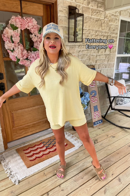 Sunny Side Oversized Tee & Biker Short Set