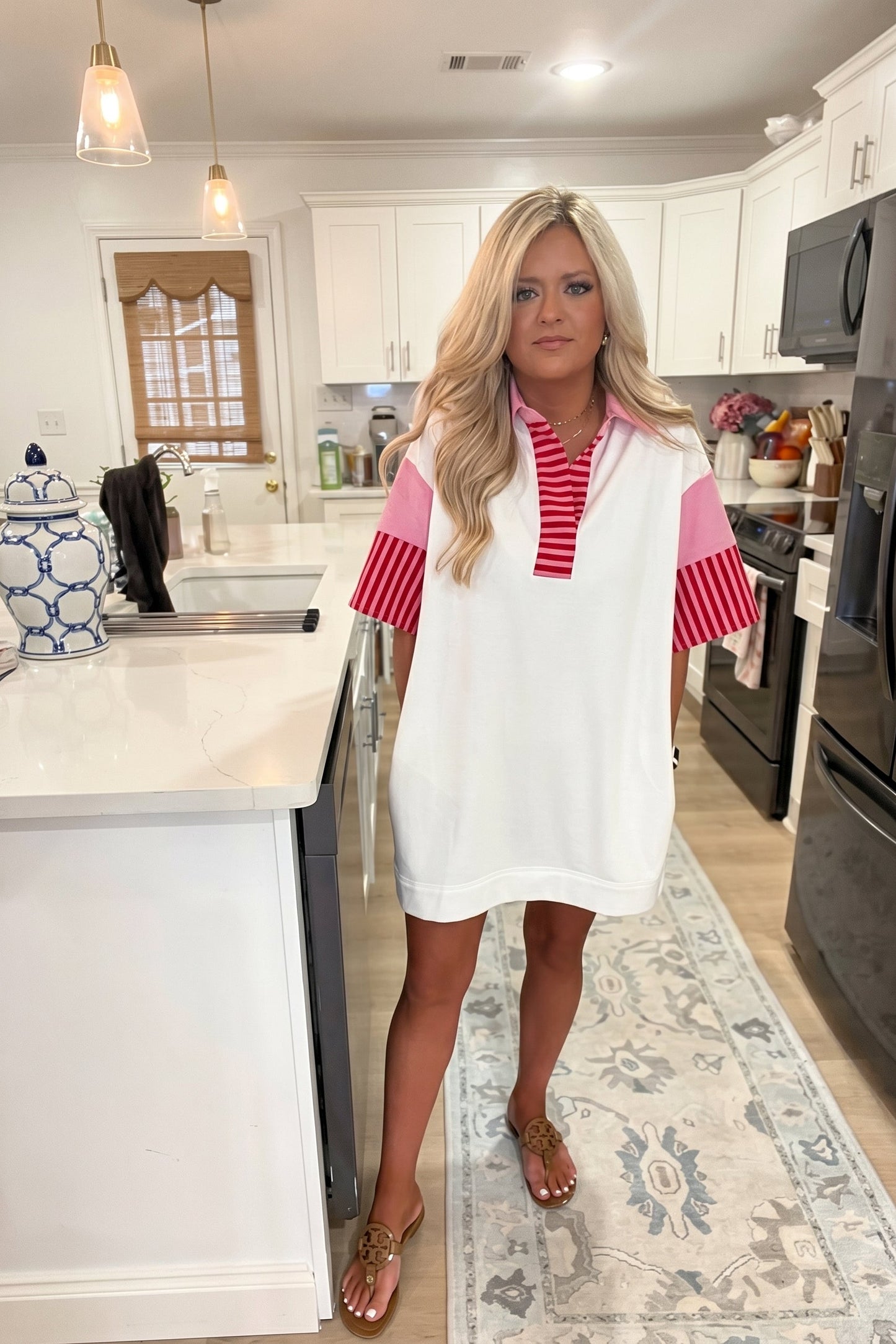 Preppy Stripe Polo T-Shirt Dress
