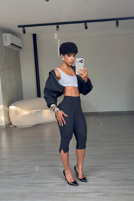 High-Waist Split Hem Capri Leggings