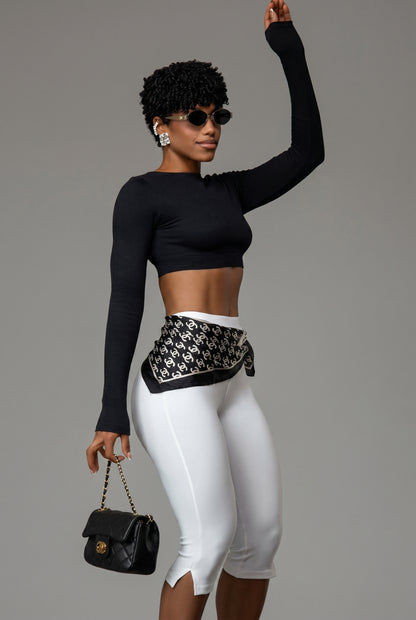 High-Waist Split Hem Capri Leggings