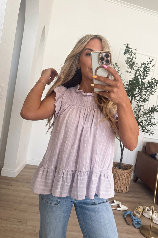 Lavender Bloom Ruffle Blouse