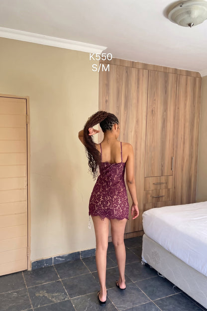 Plum Lace Cami Mini Dress