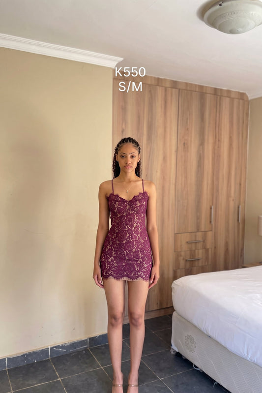 Plum Lace Cami Mini Dress