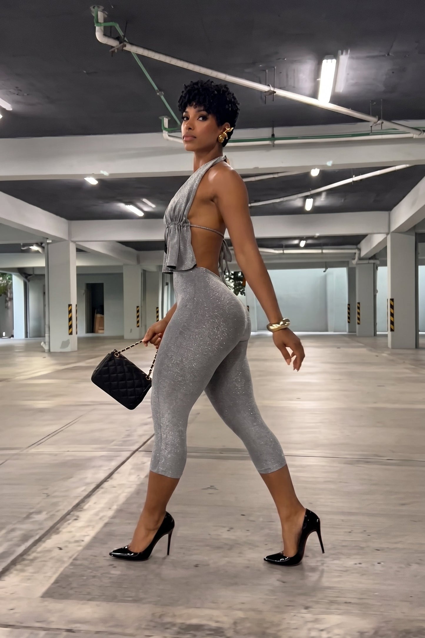 Sparkle Halter & Capri Leggings 2-Piece Set