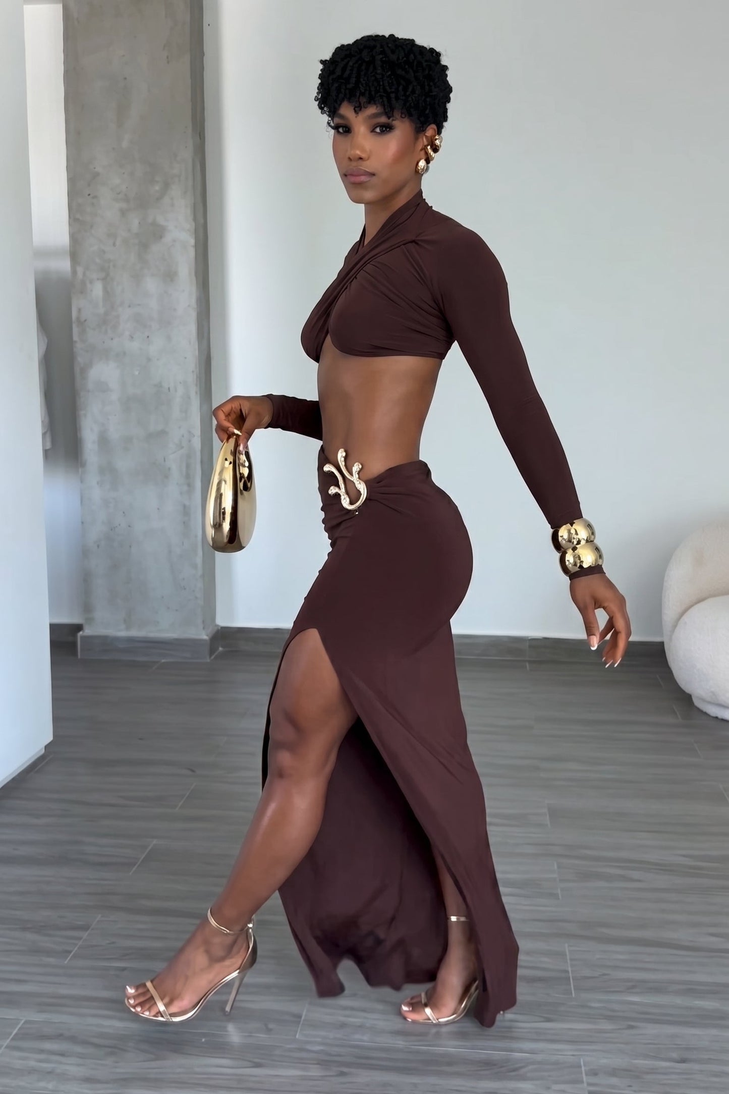 "The Serpent" Chocolate Brown Two-Piece Set