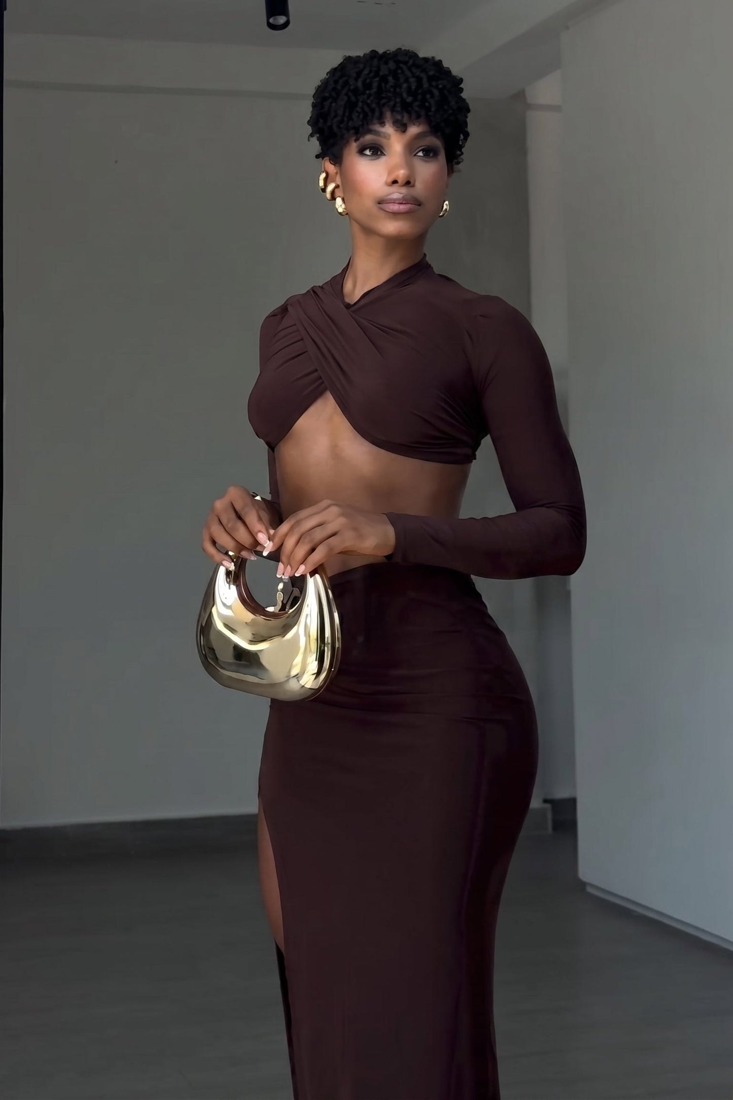"The Serpent" Chocolate Brown Two-Piece Set