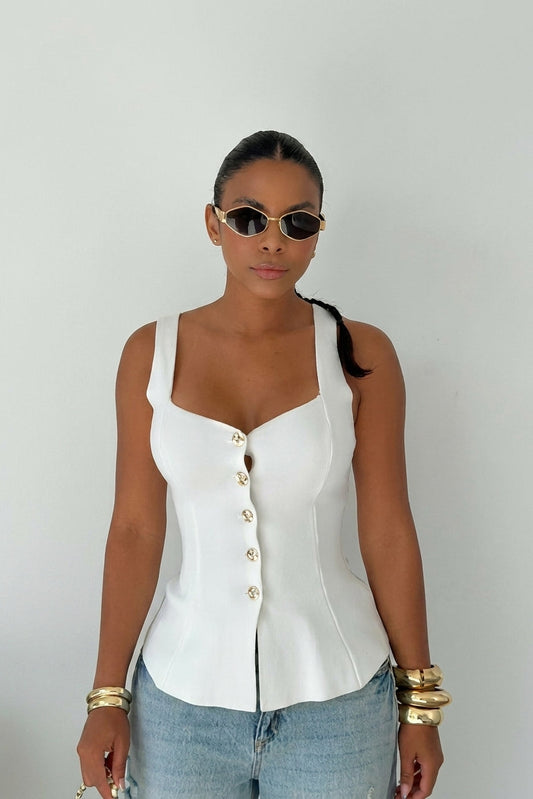 Button-Down Corset Tank Top
