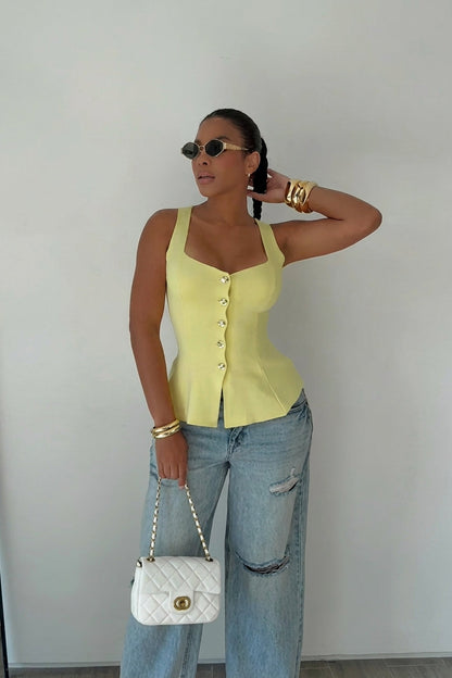Button-Down Corset Tank Top
