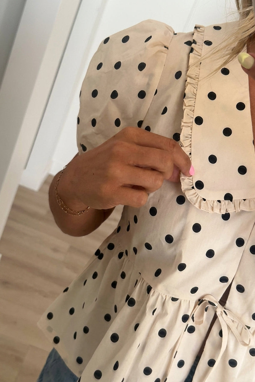 Vintage Polka Dot Peplum Blouse