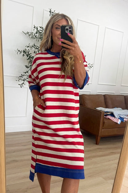 🇺🇸 4th of July Striped Knit Midi Dress