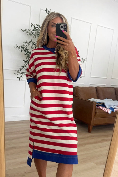 🇺🇸 4th of July Striped Knit Midi Dress