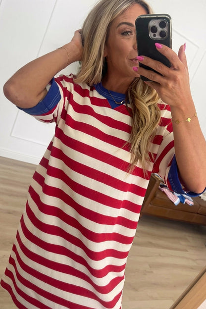 🇺🇸 4th of July Striped Knit Midi Dress