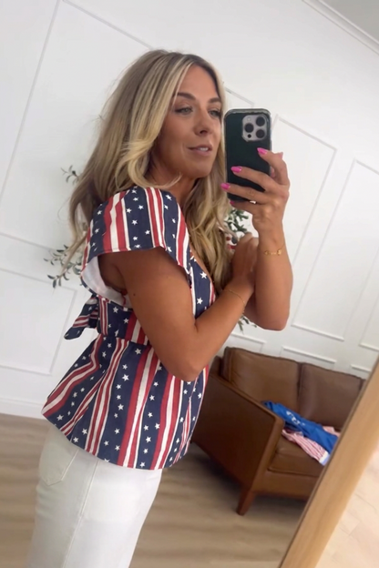 US Stars & Stripes Peplum Top | 4th of July Edition