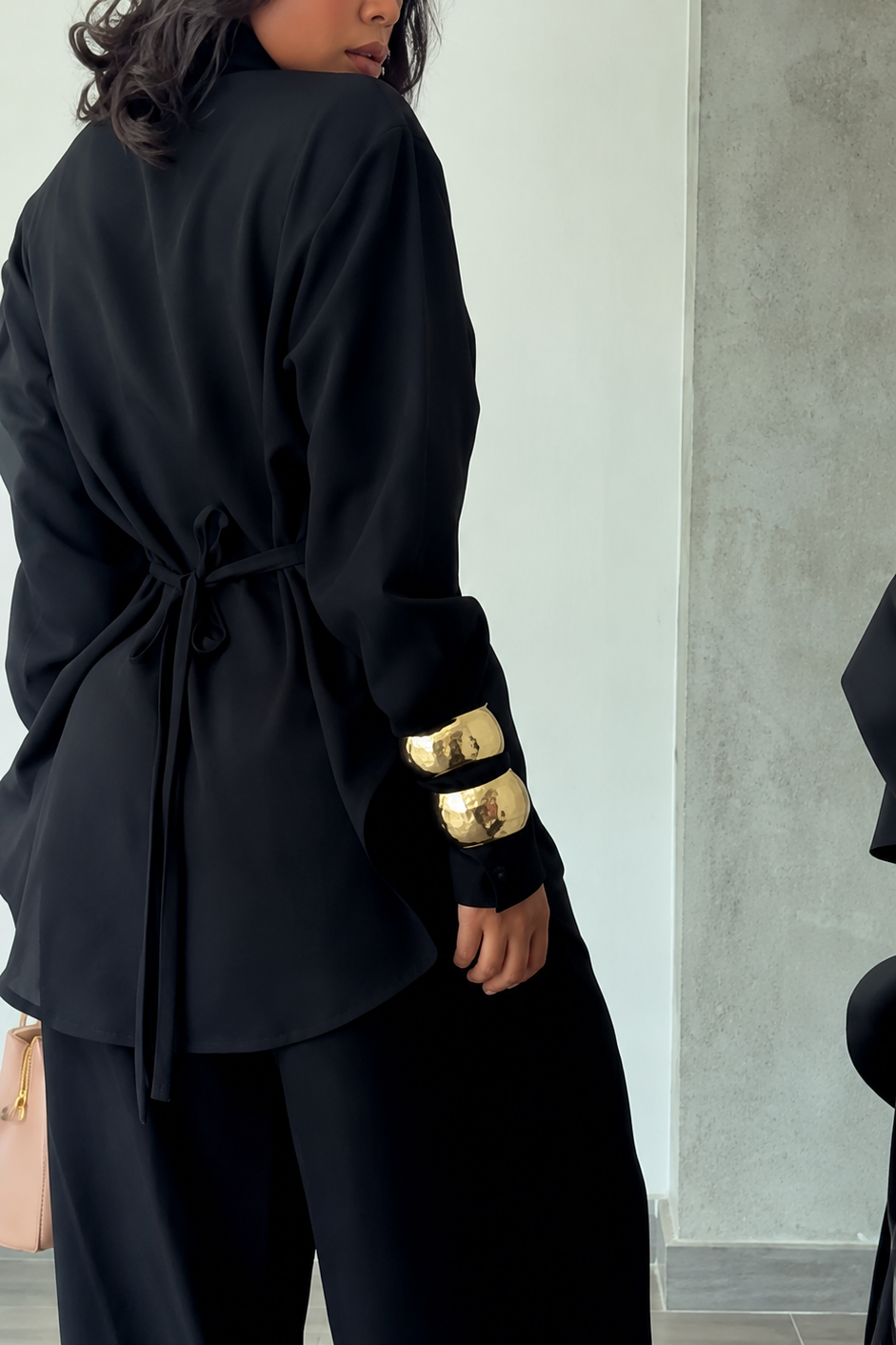 The Noir Waisted Shirt & Wide-Leg Pants Set