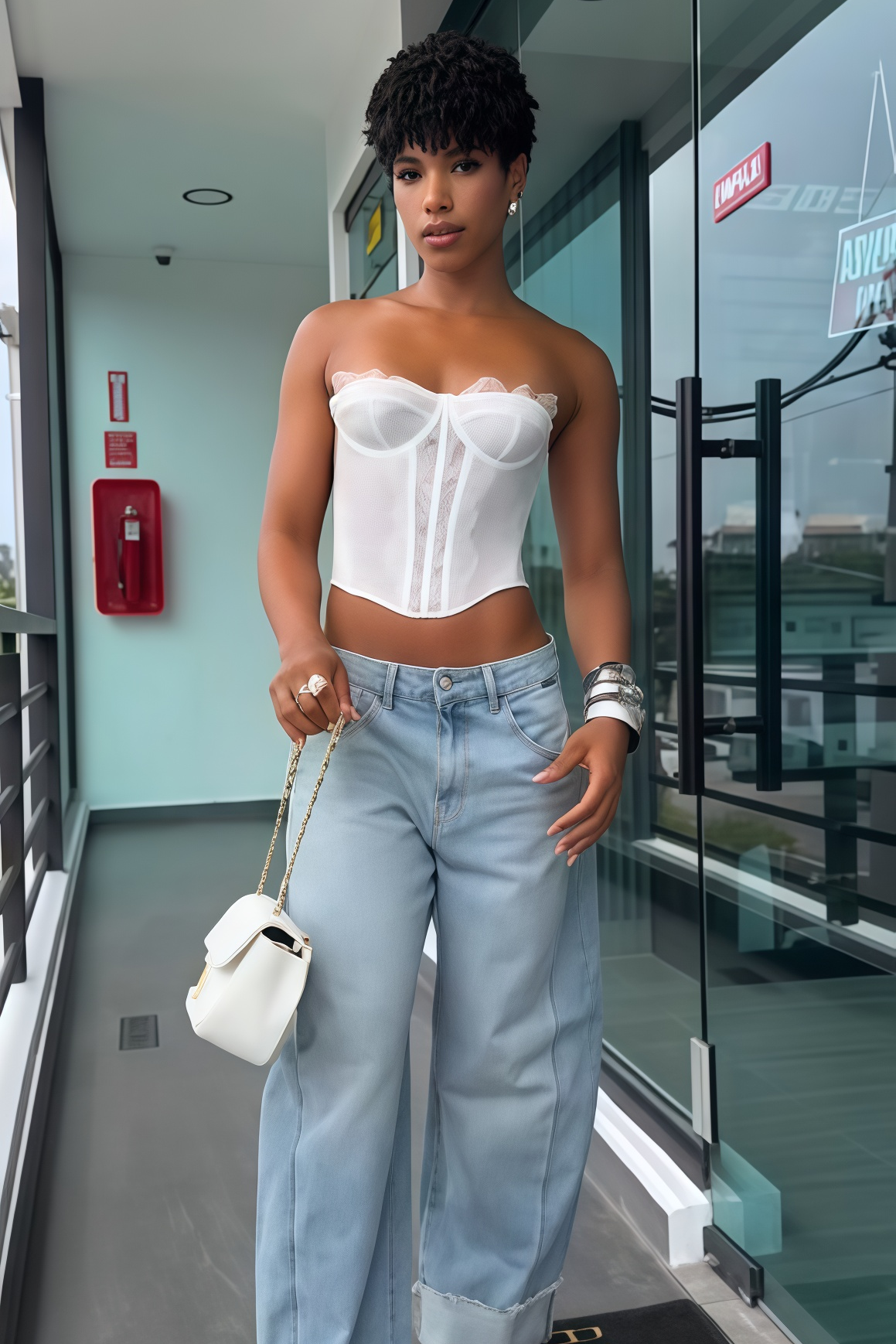 Light Wash Frayed Cuff High Waist Wide Leg Jeans