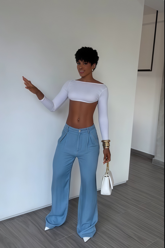 High Waist Tencel Wide Leg Casual Pants